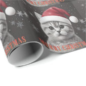 Frohe Weihnachten Britische Kurzhaar Cat, Santa Ca Geschenkpapier (Rolleneckpunkt)