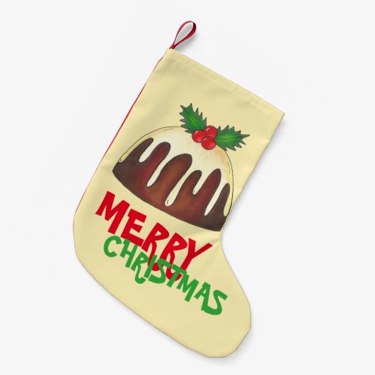 Frohe Weihnachten British Sugar Plum Pudding Kleiner Weihnachtsstrumpf (Vorderansicht (hängend))