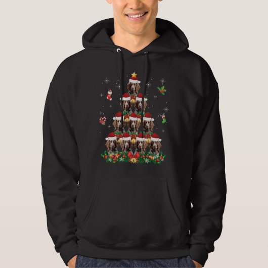 Frohe Weihnachten Brittany Spaniel Dog Santa Tree  Hoodie (Vorderseite)
