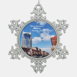 Frohe Weihnachten! Broadway, Nashville-Ornament Schneeflocken Zinn-Ornament