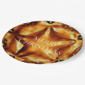 Frohe Weihnachten Brown Gold Kupfer Elegant Star Pappteller (Schrägansicht)