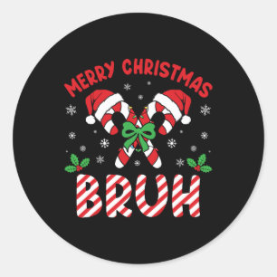 Frohe Weihnachten Bruh Candy Cane Liebe Xmas Light Runder Aufkleber
