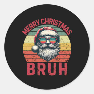 Frohe Weihnachten Bruh Cool Santa Boys Kinder Xmas Runder Aufkleber