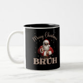 Frohe Weihnachten BRUH Funny Design Zweifarbige Tasse (Links)