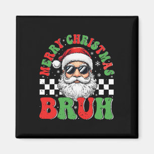 Frohe Weihnachten Bruh Funny Santa Claus Retro Men Magnet