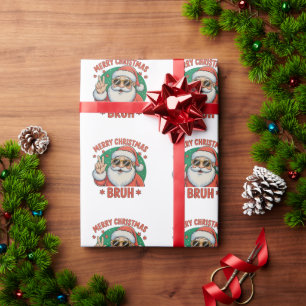 Frohe Weihnachten Bruh Lustiger Santa Festlicher X Geschenkpapier