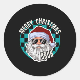 Frohe Weihnachten Bruh Santa Claus Xmas Familie Mä Runder Aufkleber