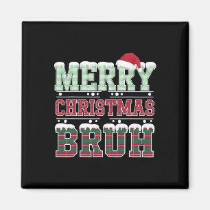 Frohe Weihnachten Bruh Santa Xmas Familie Matching Magnet