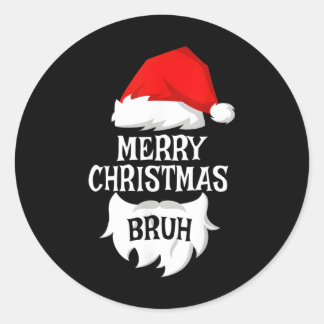 Frohe Weihnachten Bruh Santa Xmas Familie Matching Runder Aufkleber