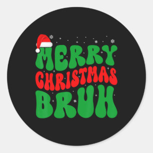 Frohe Weihnachten Bruh Xmas Lights Weihnachtsmannm Runder Aufkleber