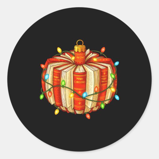 Frohe Weihnachten Buch Ornamente Buchliebhaber All Runder Aufkleber (Vorderseite)
