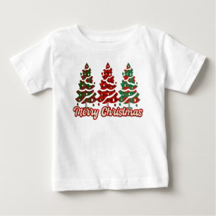 Frohe Weihnachten Buffalo Kariert Bäume Design-420 Baby T-shirt