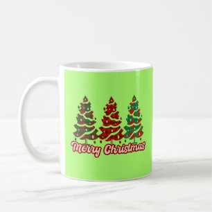 Frohe Weihnachten Buffalo Kariert Bäume Design-420 Kaffeetasse