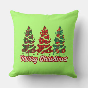 Frohe Weihnachten Buffalo Kariert Bäume Design-420 Kissen