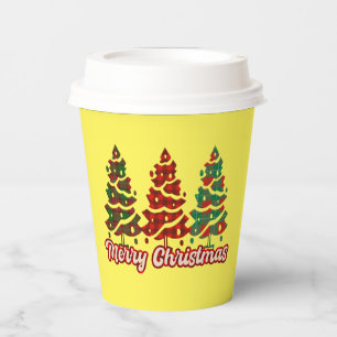 Frohe Weihnachten Buffalo Kariert Bäume Design-420 Pappbecher