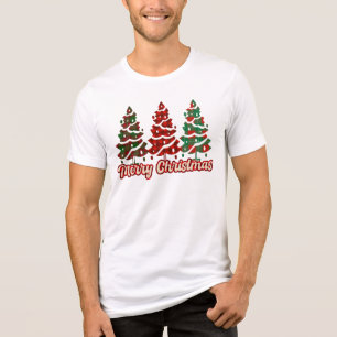 Frohe Weihnachten Buffalo Kariert Bäume Design-420 Tri-Blend Shirt