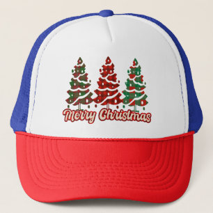 Frohe Weihnachten Buffalo Kariert Bäume Design-420 Truckerkappe