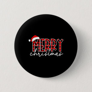 Frohe Weihnachten Buffalo Kariert Roter Weihnachts Button