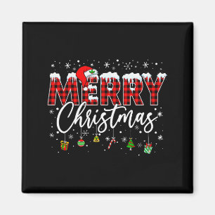 Frohe Weihnachten Buffalo Kariert Roter Weihnachts Magnet