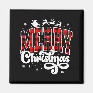 Frohe Weihnachten Buffalo Kariert Roter Weihnachts Magnet