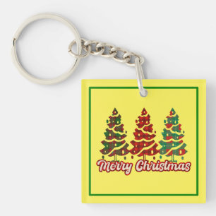 Frohe Weihnachten Buffalo Karierte Bäume Design-42 Schlüsselanhänger