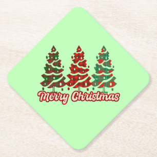 Frohe Weihnachten Buffalo Karierte Bäume Design-42 Untersetzer