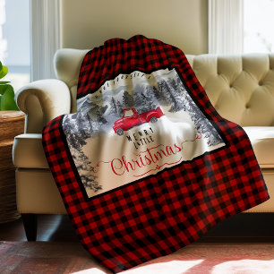 Frohe Weihnachten, Buffalo Plaid Berge und Lastwag Fleecedecke