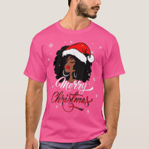 Frohe Weihnachten Buffalo Plaid Santa Afro Queen X T-Shirt
