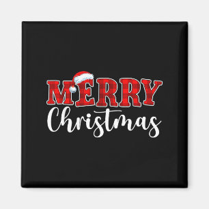 Frohe Weihnachten Büffel Kariert Roter Weihnachtsm Magnet