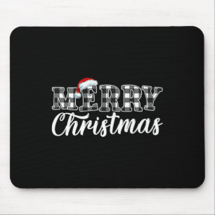 Frohe Weihnachten Büffel schwarz weiß kariert für Mousepad