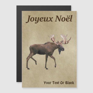 Frohe Weihnachten - Bull Moose auf altem Papier Magnetkarte