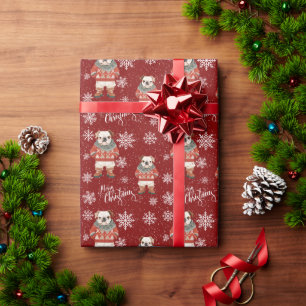 Frohe Weihnachten Bulldogge Hund Urlaub Geschenkpapier