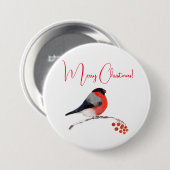 Frohe Weihnachten, Bullfinch im Winter Button (Vorne & Hinten)