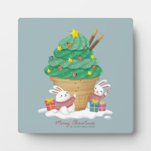 Frohe Weihnachten: Bunnies & Ice Cream Fotoplatte