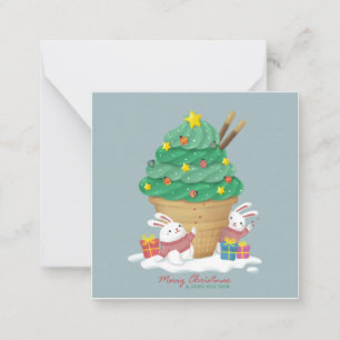 Frohe Weihnachten: Bunnies & Ice Cream Mitteilungskarte