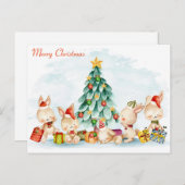 Frohe Weihnachten Bunnies Postcard Postkarte (Vorne/Hinten)