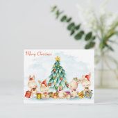 Frohe Weihnachten Bunnies Postcard Postkarte (Stehend Vorderseite)