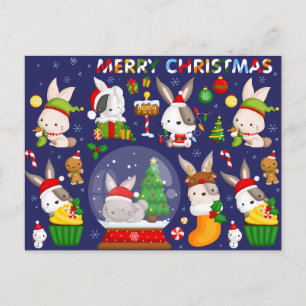 Frohe Weihnachten Bunnies Postcard Postkarte