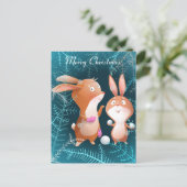Frohe Weihnachten Bunnies Postcard Postkarte (Stehend Vorderseite)