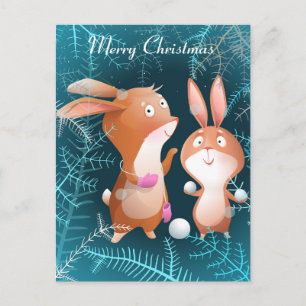 Frohe Weihnachten Bunnies Postcard Postkarte