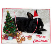 Frohe Weihnachten Bunny Rabbit in einer Weihnachts Große Geschenktüte (Rückseite)