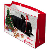 Frohe Weihnachten Bunny Rabbit in einer Weihnachts Große Geschenktüte (Rückseite Schrägansicht)