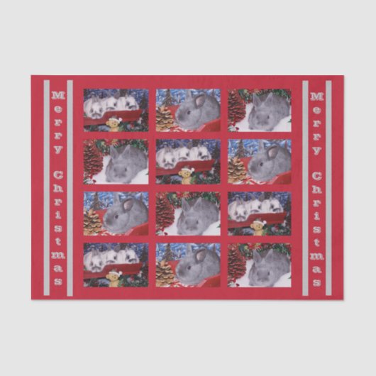 Frohe Weihnachten Bunny Rabbit Seidenpapier (Vorderseite)