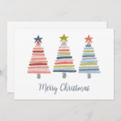 Frohe Weihnachten bunt gestapelte Bäume (Vorne/Hinten)