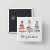 Frohe Weihnachten bunt gestapelte Bäume Button (Vorne & Hinten)