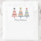 Frohe Weihnachten bunt gestapelte Bäume Rechteckiger Aufkleber (Tasche)