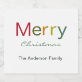 Frohe Weihnachten bunt Text Familie Party Schaumweinetikett (Einzelnes Label)