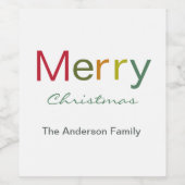 Frohe Weihnachten bunt Text Familie Party Weinetikett (Einzelnes Label)