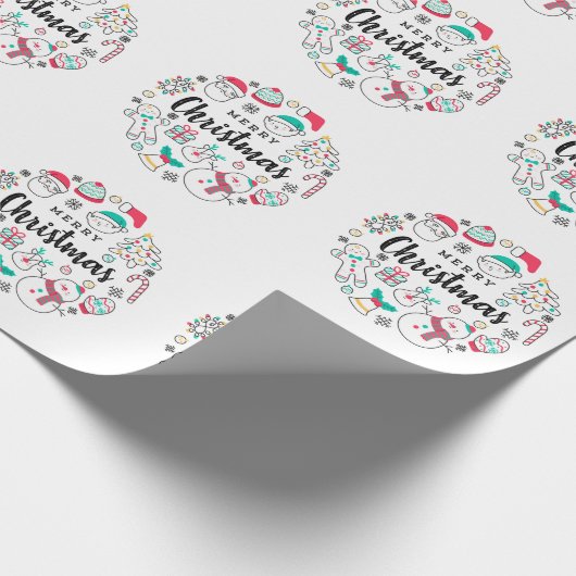 Frohe Weihnachten bunt zeichnend Geschenkpapier (Ecke)