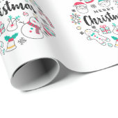 Frohe Weihnachten bunt zeichnend Geschenkpapier (Rolleneckpunkt)